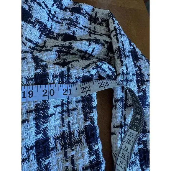 Chic Navy and White Tweed Jacket XL - Picture 2 of 6